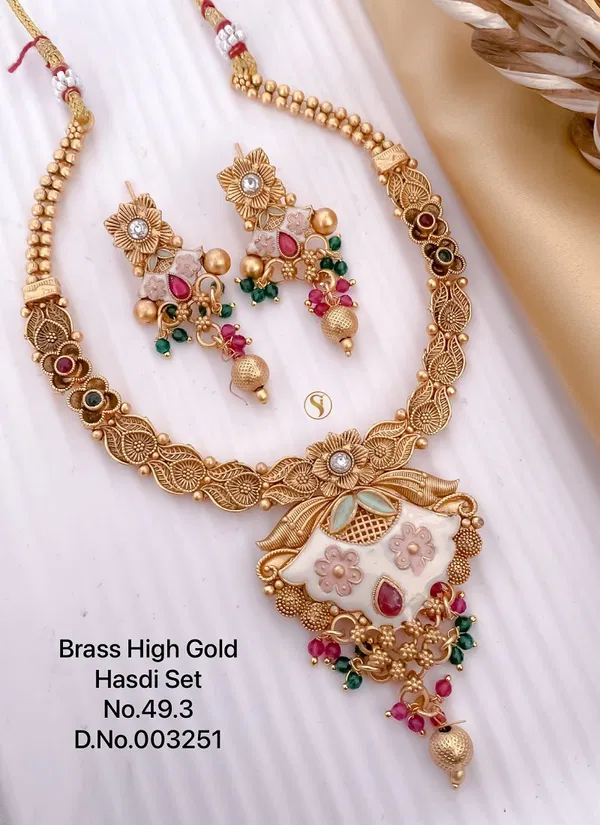 52 BH Matte Brass High Gold Hasadi Set Wholesale Shop In Surat
