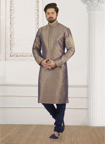 Grey Color Designer embroidery Work Kurta Pajama