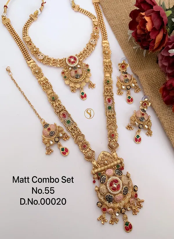 55 MH Matt Bridal Jewellery Combo Set Wholesale Shop In Surat
