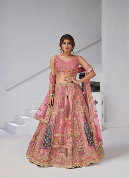Pink Colour Banarsi Silk Lahenga With Blouse And Dupatta Best Wholesale Shop In Surat Kf 2150