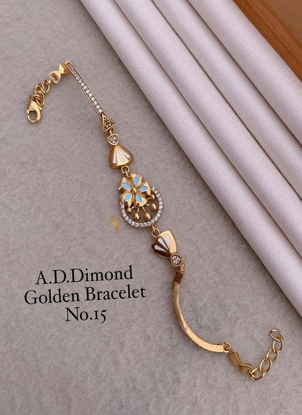 6 AD Designer Diamond Golden Fancy Bracelets Wholesale Price In Surat
