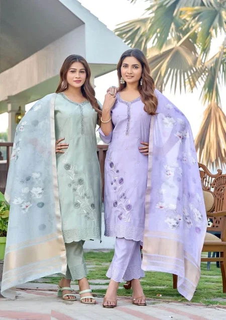 Naisha K 75 Roman Silk Kurti Bottom With Dupatta Suppliers In India
