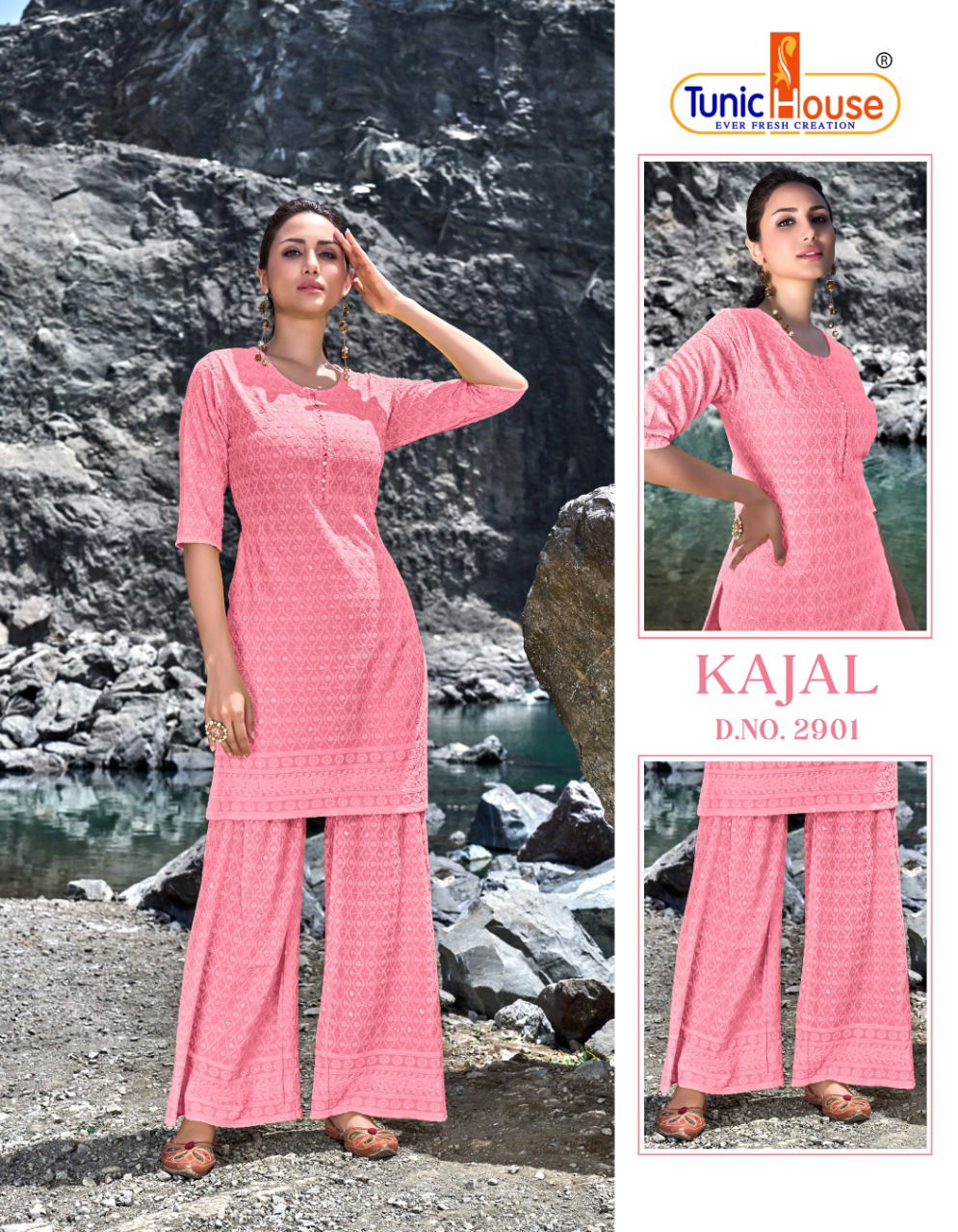 Tunic House Kajal 2901 Ethnic Wear Wholesale Kurti With Palazzo Catalog
