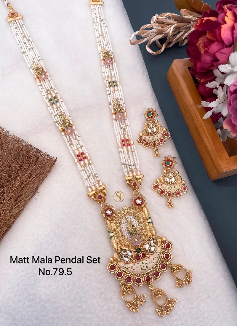 795 MH Wedding Wear Matte Mala Pendant Set Wholesale Price In Surat
