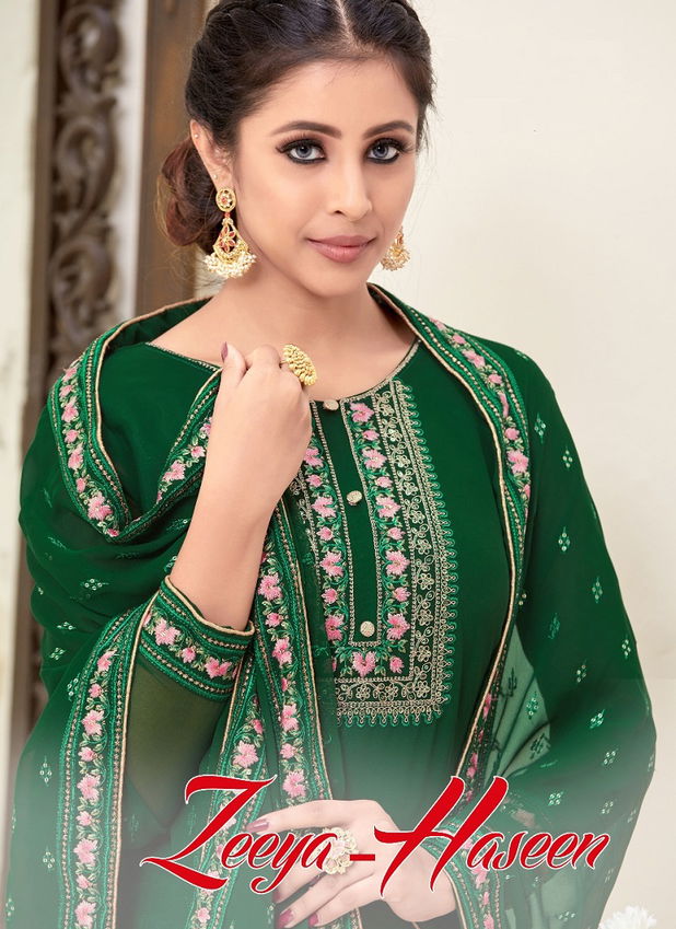 Zeeya Haseen 1301 Series Heavy Embroidered Dress Material at Wholesale Price