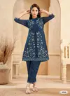 8006 Four Roses Embroidery Organza Designer Kurti With Bottom Wholesale Market