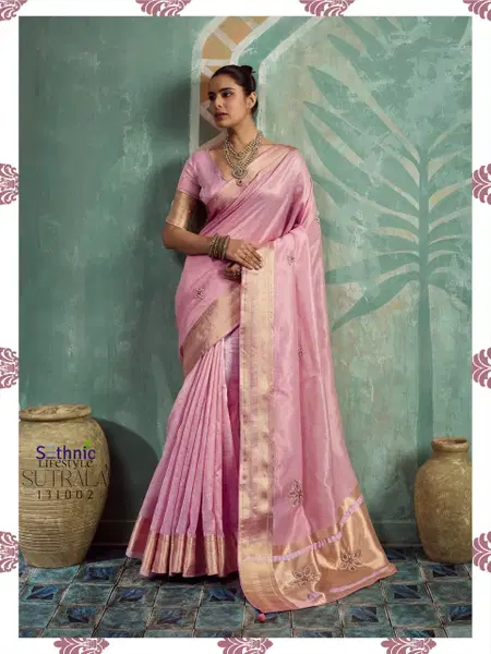 Pink Sutrala Vol 4 By Sethnic Lifestyle Tissue Cotton Handwork Saree 131002