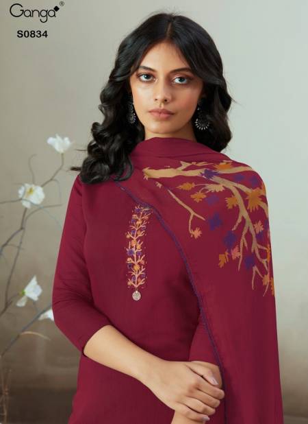 834 By Ganga Silk Jacquard Designer Salwar Suits Catalog 