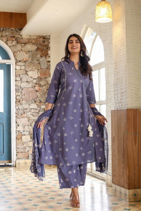 Naisha K 93 Cotton Angrakha Style Printed Kurti With Bottom Dupatta Wholesale Market In Surat