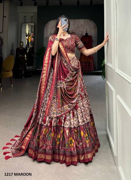 Aawiya 1217 Colours Tussar Silk Designer Online Navratri Lehenga Choli Wholesale 1217 Maroon