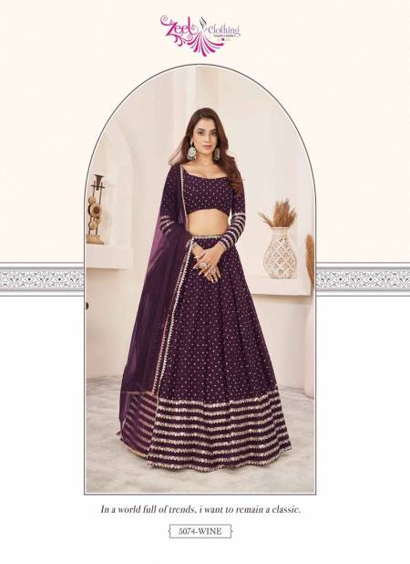 Anchal By Zeel Clothing Wedding Georgette Lehenga Choli Wholesale In Delhi 5074-WINE