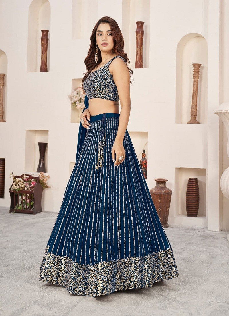 Anchal Vol 3 By Zeel Clothing Wedding Georgette Lehenga Choli Suppliers In India 5067-Blue