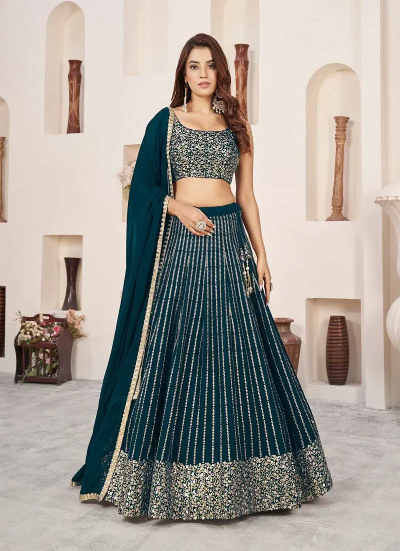 Anchal Vol 3 By Zeel Clothing Wedding Georgette Lehenga Choli Suppliers In India 5067-Green