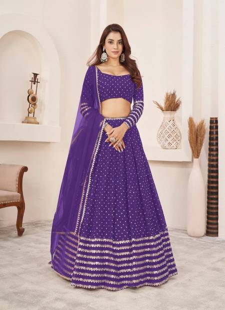 Anchal Vol 3 By Zeel Clothing Wedding Georgette Lehenga Choli Suppliers In India 5074-Violet