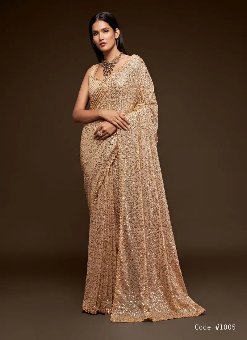 Ancient Ivory Colour Zeel The Starlit Sarees Georgette Party Wear Saree Wholesale Online 1005