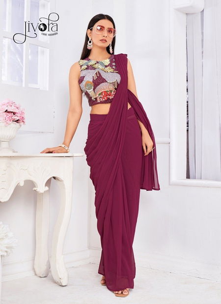 Angel By Jivora Embroidery Party Wear Ladies Readymade Saree Wholesale Market In Surat Catalog