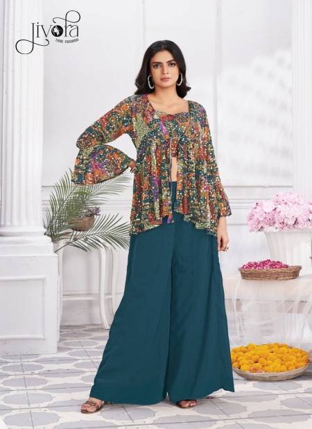 Angel By Jivora Embroidery Party Wear Readymade Crop Top Suit Exporters In India Angel 2902 Blue