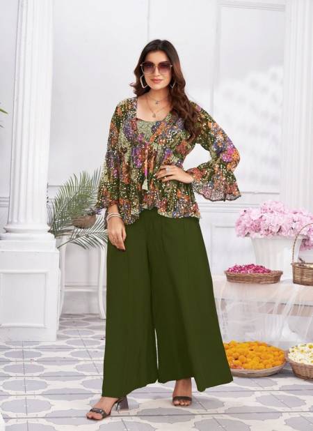 Angel By Jivora Embroidery Party Wear Readymade Crop Top Suit Exporters In India Angel 2902 Green