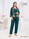 Angel By Jivora Embroidery Party Wear Readymade Crop Top Suit Exporters In India Angel 2906 Teal Green