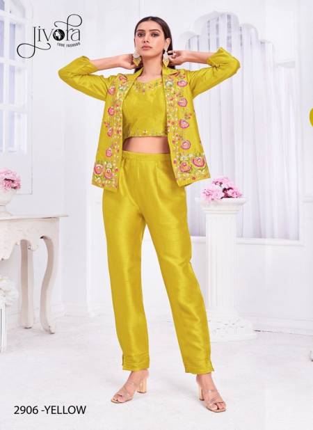 Angel By Jivora Embroidery Party Wear Readymade Crop Top Suit Exporters In India Angel 2906 Yellow