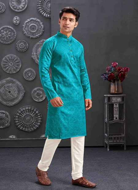 Aqua Colour 1630 Occasion Mens Wear Poly Blend Kurta Pajama Surat Wholesale Market 1630-4