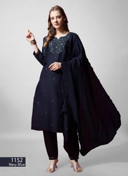 Aradhna 1152 Cotton Blend Embroidery Bulk Kurti With Bottom Dupatta Orders In India 1152 Navy Blue