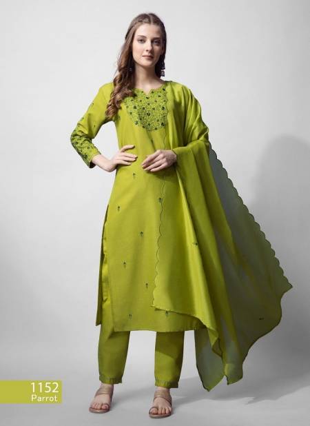 Aradhna 1152 Cotton Blend Embroidery Bulk Kurti With Bottom Dupatta Orders In India 1152 Parrot