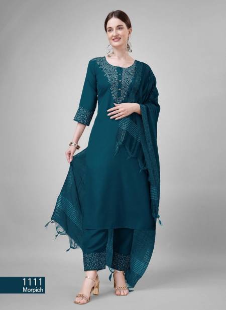 Aradhna Cotton Blend With Embroidery Kurti Bottom With Dupatta Wholesalers In Delhi 1111 Morpich