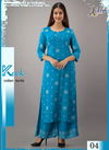 Blue Designer Arya Keek Exclusive Festive Wear Printed Rayon Cotton Kurtis With Plazzo Collection 04