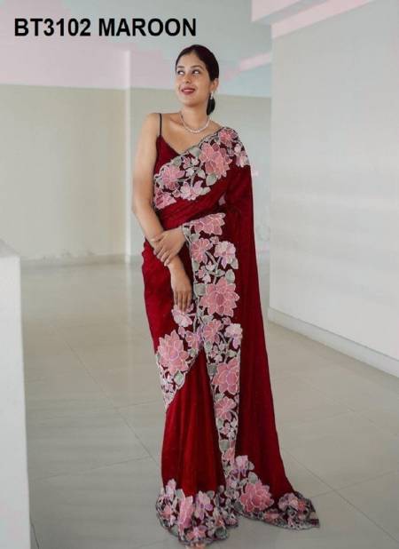 BT3102 Colours By BT Rangoli Silk Designer Party Wear Sarees Wholesale Online BT3102 Maroon