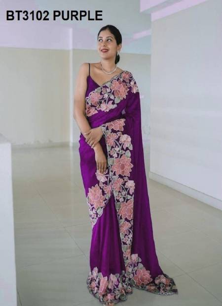 BT3102 Colours By BT Rangoli Silk Designer Party Wear Sarees Wholesale Online BT3102 Purple