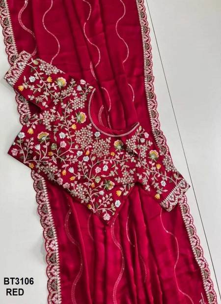 BT3106 Colours By BT Chiffon Silk Designer Wear Sarees Wholesale Online BT3109 Red