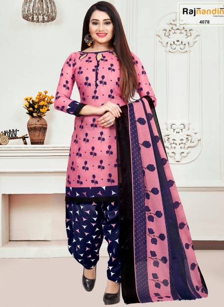 Baby Pink And Blue Colour Anamika Cotton Dress Material Catalog 4078