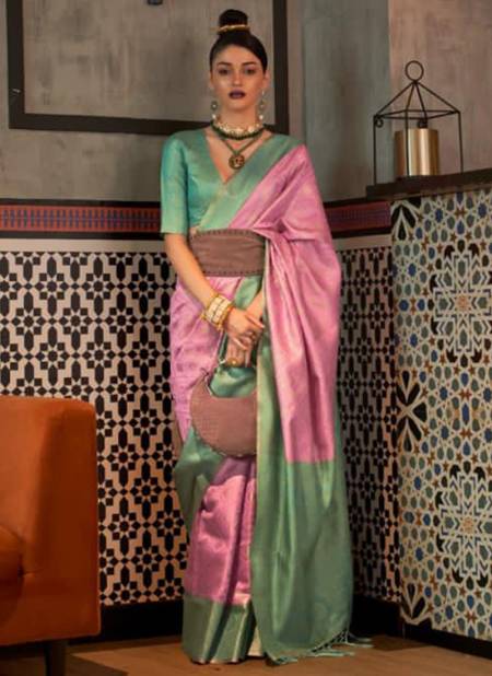 Baby Pink And Green Colour Kaizaa Silk Function Wear Wholesale Silk Sarees 4006