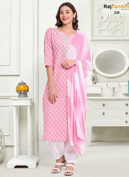 Baby Pink And White Colour Sophia By Rajnandini Readymade Salwar Suit Catalog 238
