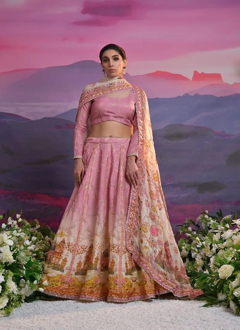 Baby Pink Colour 1005 TO 1007 Series Shloka Designer Viscose Designer Wear Lehenga Choli Manufacturers 1007