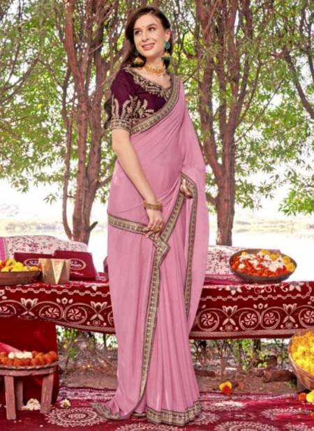 Baby Pink Colour Aarushi Vol 2 Right Women Fancy Wear Wholesale Designer Sarees Catalog 81252