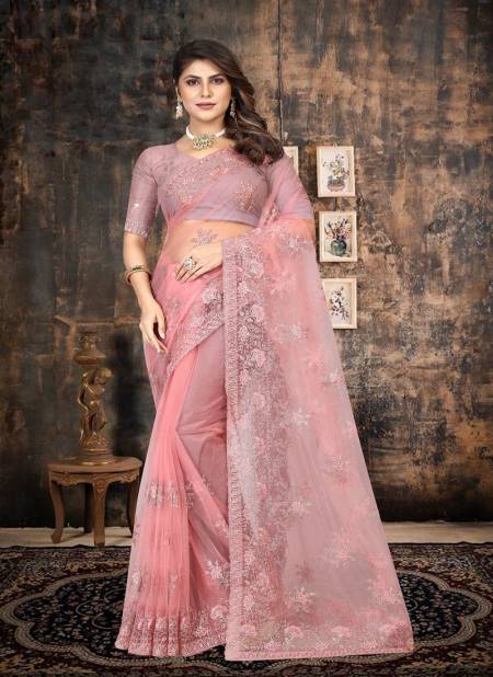Baby Pink Colour Anarkali By Nari Fashion Party Wear Saree Catalog 7023