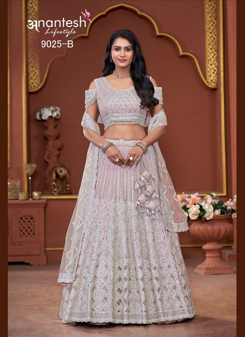 Baby Pink Colour Bridal Couture 2024 By Anantesh Engagement Designer Lehenga Choli Orders In India 9025 B