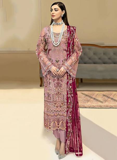 Baby Pink Colour Chervon Vol 1 Wholesale Designer Pakistani Suit Catalog 156