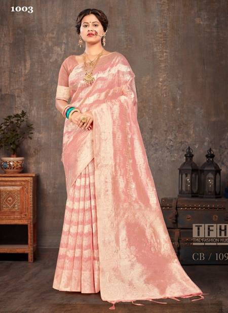 Baby Pink Colour Cotton Candy By Sangam Wedding Sarees Catalog 1003