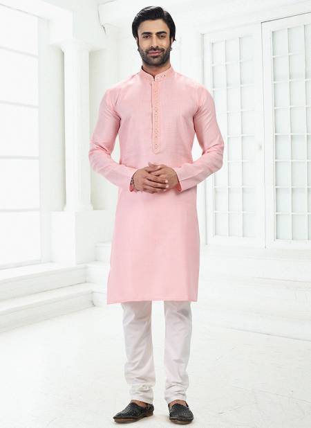 Baby Pink Colour Function Wear Wholesale Mens Kurta Pajama Catalog 2122