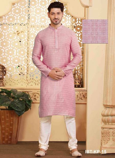 Baby Pink Colour Ibaadat Wholesale Ethnic Wear Mens Kurta Pajama IBT KP 15