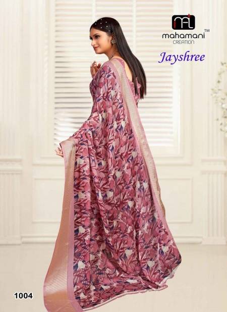 Baby Pink Colour Jayshree 1001 To 1006 By Mahamani Creation Printed Saree Wholesale Market In Surat 1004