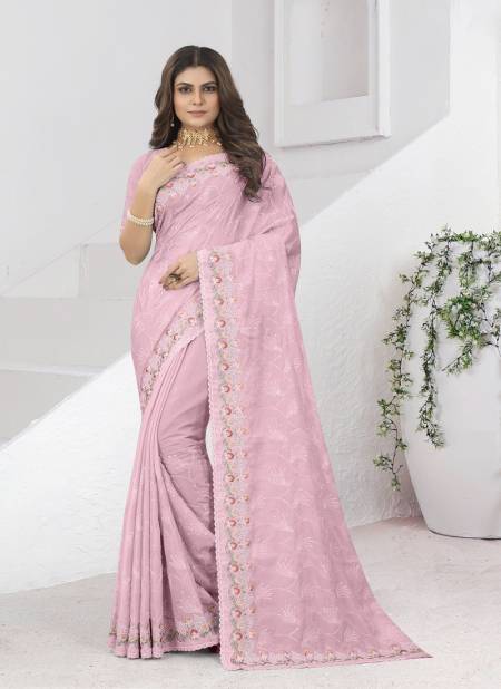 Baby Pink Colour Just Lady By Nari Fashion Party Wear Saree Catalog 6901