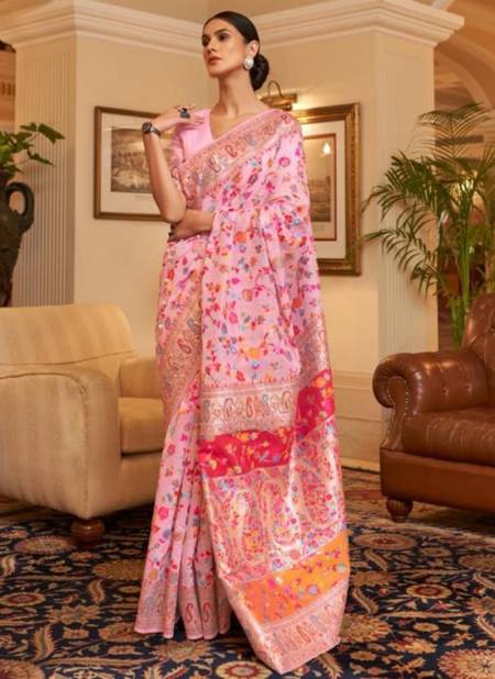 Baby Pink Colour Kashifa Silk Wholesale Ethnic Wear Printed Saree Catalog 2010001B