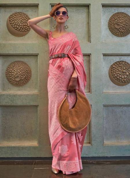 Baby Pink Colour Kshenaz Lucknowi Fancy Wear Wholesale Printed Sarees 307001