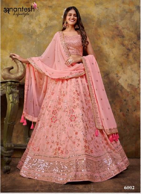 Baby Pink Colour Maharani Vol 1 By Anantesh Party Wear Lehenga Choli Catalog 6002