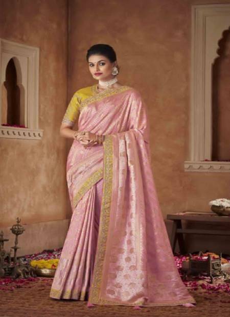 Baby Pink Colour Meera 1 By Anmol Wedding Sarees Catalog 7004