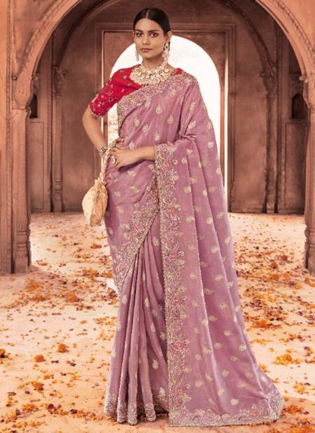 Onion Pink Colour Naksh Mahaveera Wedding Sarees Catalog 2105